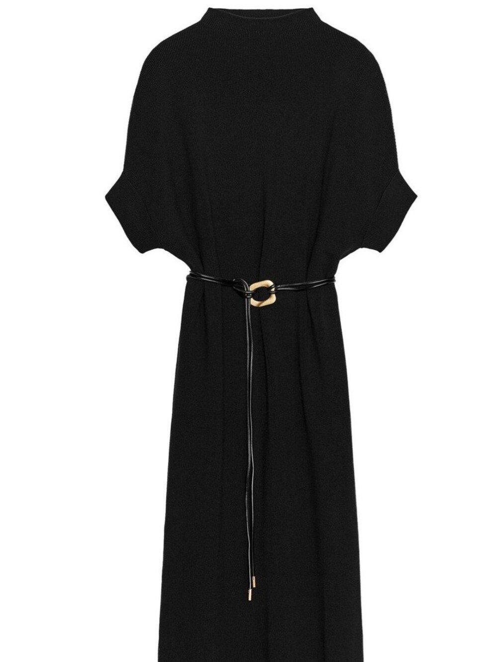 Zara Black Belted Knit Maxi Dress